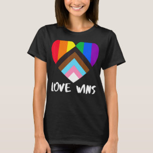 Progress Pride Flag Heart Inclusivity Love Wins T-Shirt