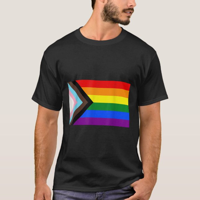 Progress Pride Flag LGBT T-Shirt (Front)