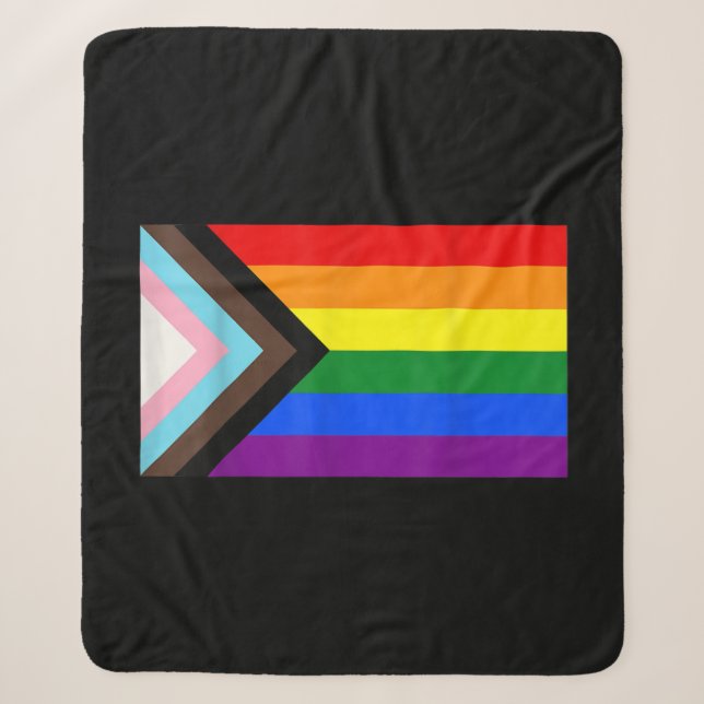 Progress Pride Flag LGBT T-Shirt Sherpa Blanket (Front)