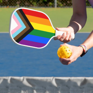 Progress Pride Flag LGBTQ+ Pickleball Paddle