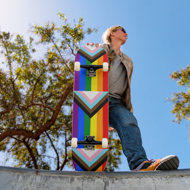 Progress Pride Flag LGBTQ+ Skateboard (Outdoor 1)