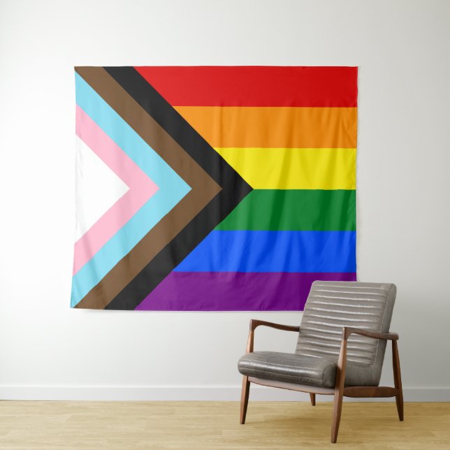 Progress Pride Flag LGBTQ+ Tapestry (In Situ (Horizontal))