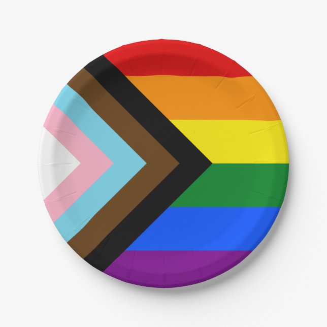 Progress Pride Flag Paper Plate (Front)
