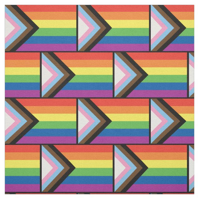Progress Pride Flag Rainbow Silhouette LGBT Fabric (Swatch)