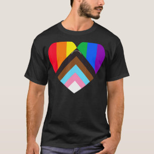 Progress Pride Heart Flag Mental Health Awareness T-Shirt