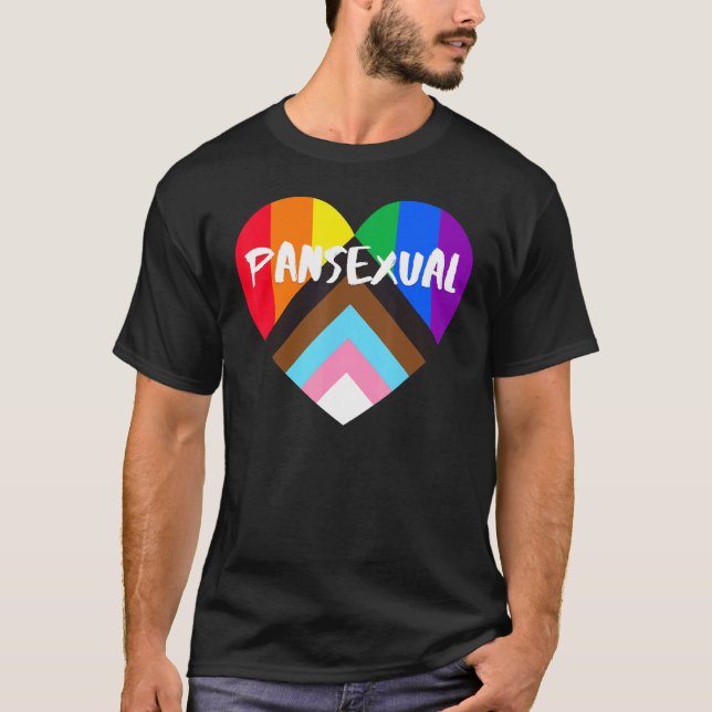 Progress Pride Heart Flag  Pansexual T-Shirt (Front)