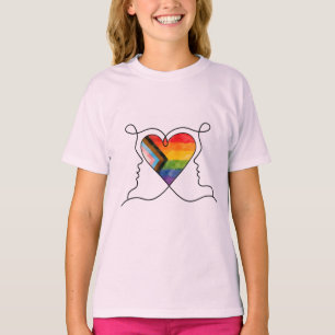 Progress Pride Heart Line Art T-Shirt