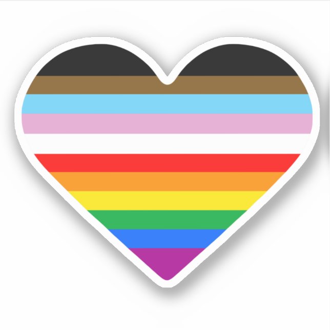 Progress Pride Heart Sticker (Front)