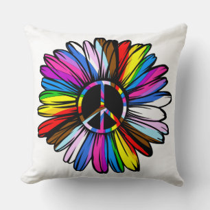 Progress Pride Peace Daisy - LGBTQ+ Love Wins Cushion