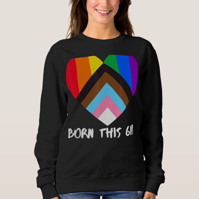 Progress Pride Rainbow Flag Inclusivity Heart  Bor Sweatshirt (Front)