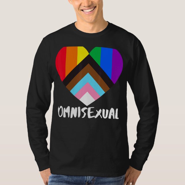 Progress Pride Rainbow Flag Inclusivity Heart  Omn T-Shirt (Front)