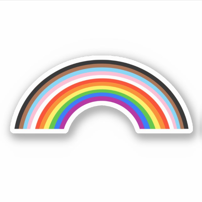 Progress Pride Striped Rainbow Arc Sticker (Front)