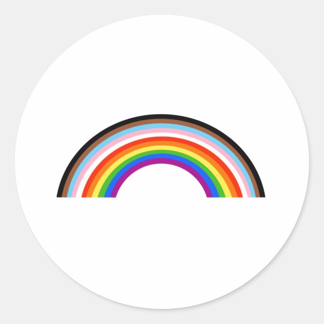 Progress Pride Striped Rainbow Arch Classic Round Sticker (Front)