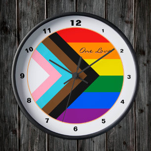 Progress Rainbow flag Elegant, Modern Home / Pride Round Clock