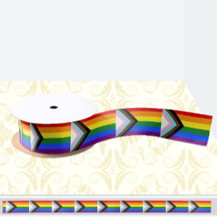 Progress Rainbow Flag ribbon, Pride flag & LGBTQ Satin Ribbon
