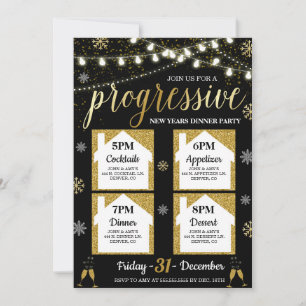 Progressive New Year Dinner Party Invitation