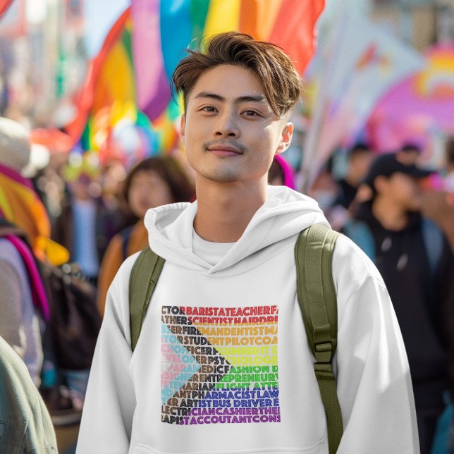 Progressive Rainbow Flag LGBT Gay Script Hoodie (Creator Uploaded)