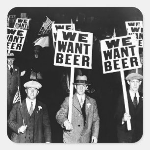 Prohibition Beer Protest 1950's Vintage Photograph Square Sticker