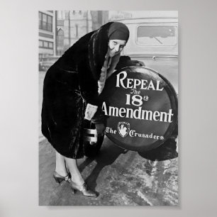 Prohibition, Black and White Vintage Art Poster