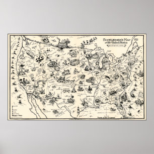 PROHIBITION BOOTLEGGERS MAP of the U. S. 1926 Poster