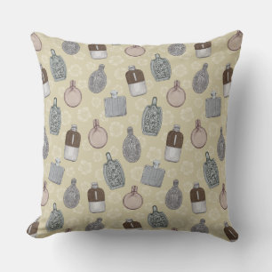 Prohibition Hip Flasks Pattern Throw Pillow