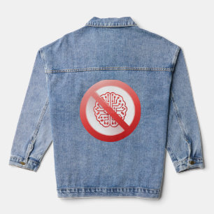 Prohibition sign of using artificial intelligence denim jacket