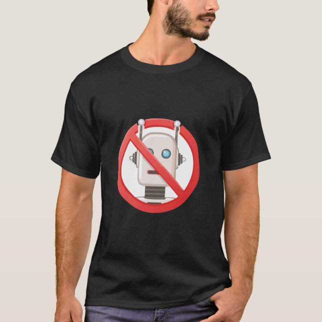 Prohibition sign of using artificial intelligence T-Shirt (Front)