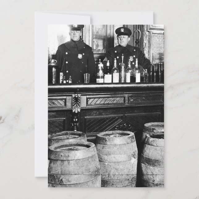 Prohibition - Speakeasy Police Raid Bootlegger - M Invitation (Front)