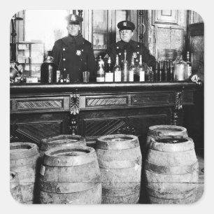 Prohibition - Speakeasy Police Raid Bootlegger - M Square Sticker