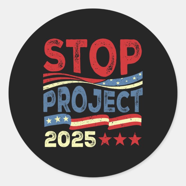 Project 2025 Anti Trump Usa Flag Political Women M Classic Round Sticker (Front)