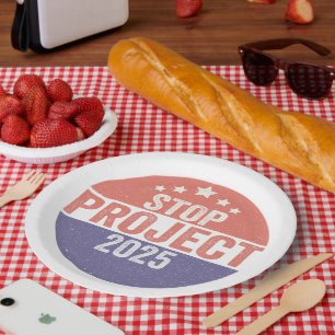 Project 2025 Trump American Patroitic USA Button Paper Plate