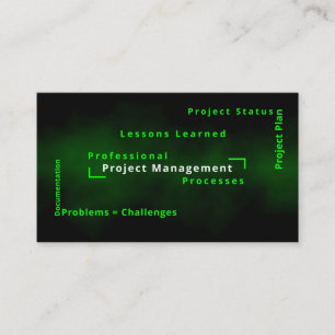 Project management business solutions expert terms business card