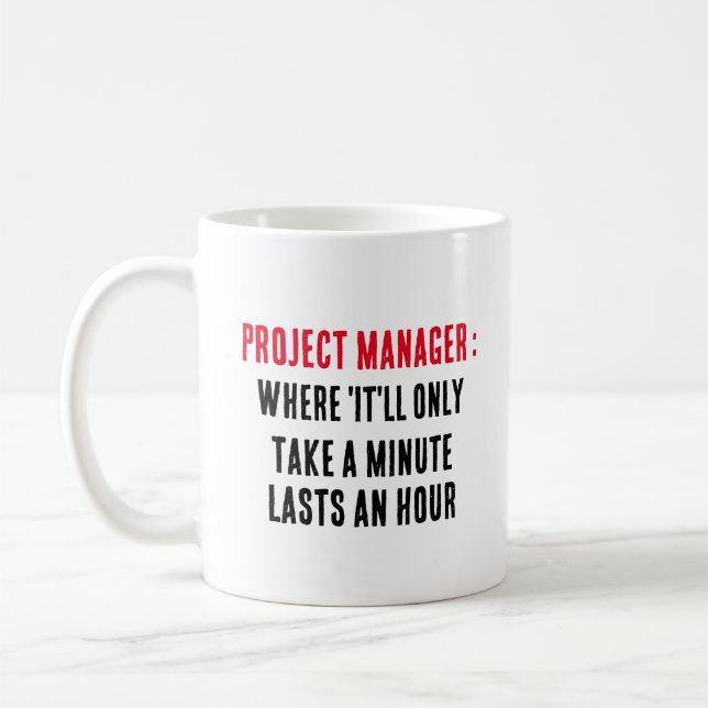 Project management:Where 'It'll only take a minut Coffee Mug (Left)