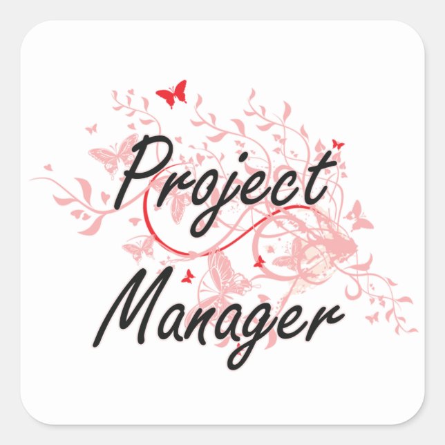 Project Manager Artistic Job Design with Butterfli Square Sticker (Front)