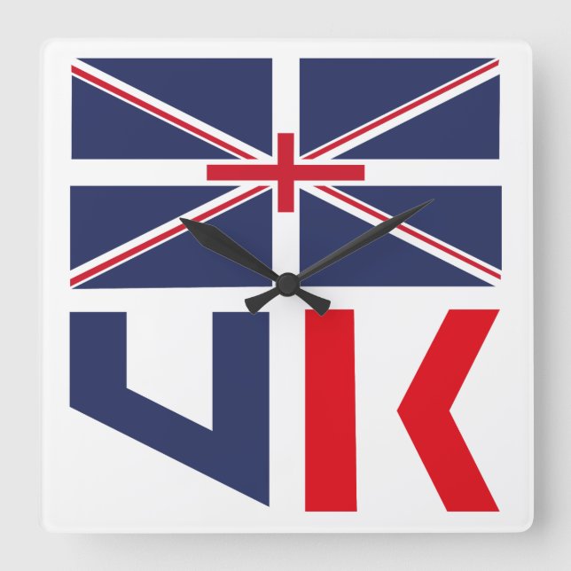 PROJECTED FLAG UK / ENGLAND BY MASANSER SQUARE WALL CLOCK (Front)