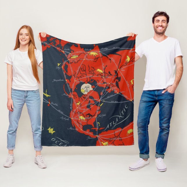 Projected Global Air Routes World Fleece Blanket (In Situ)