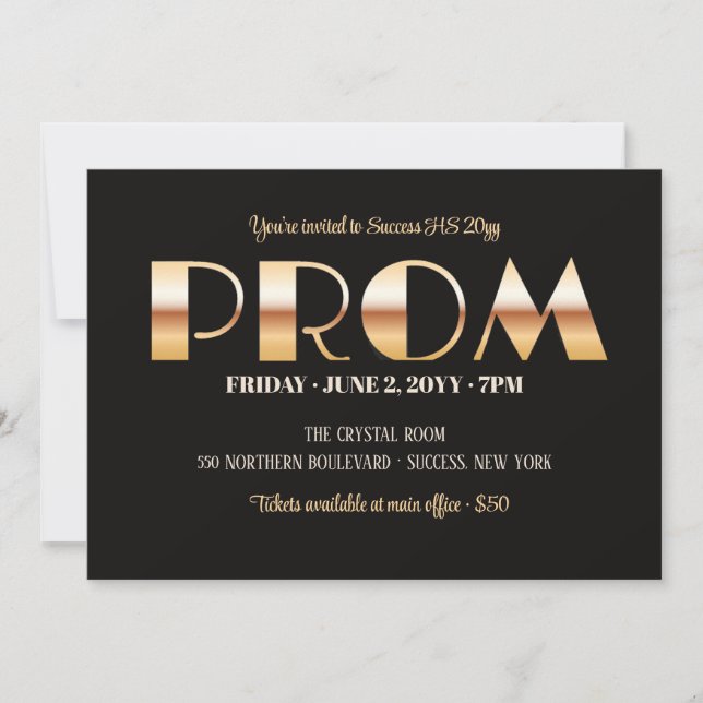 Prom Bold Letters Invitation (Front)