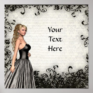 Prom girl in a black dress poster