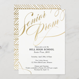 Prom Invitation, Gold Script Senior Prom Invitation