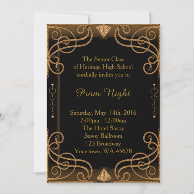 Prom Night Black & Gold Invitation (Front)