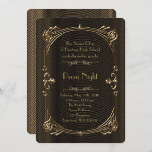 Prom Night Empire style, Melted gold, black Invitation