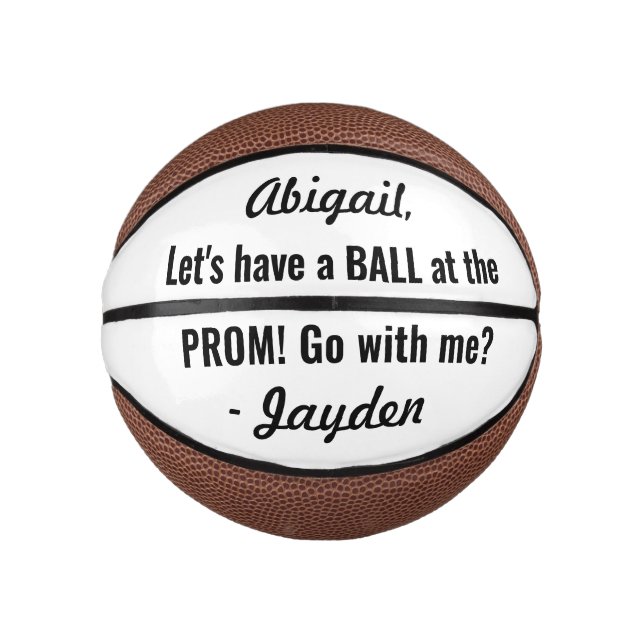 Prom or HOCO Proposal Cute Funny Promposal Idea Mini Basketball (Front)