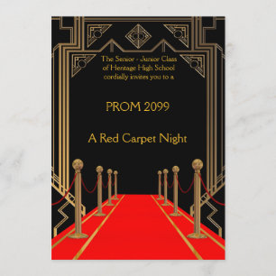 Prom Senior-Junior, Gatsby style, Red Carpet Night Invitation