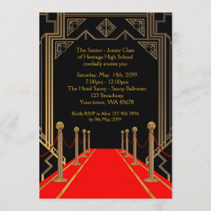 Prom Senior-Junior, Gatsby style, Red Carpet Night Invitation