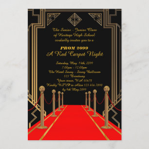 Prom Senior-Junior, Gatsby style, Red Carpet Night Invitation