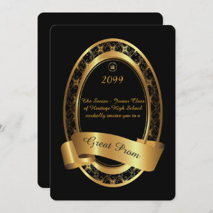 Prom Senior-Junior, Great Prom,elegant black,gold Invitation