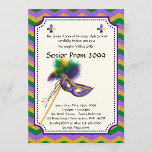 Prom senior junior,invitation masquerade,chevron invitation