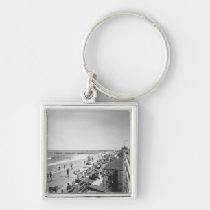 Promenade and beach B&W elevated view Key Ring