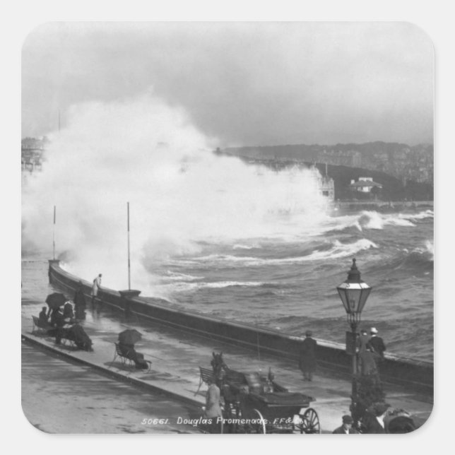 Promenade at Douglas, early 20th century Square Sticker (Front)