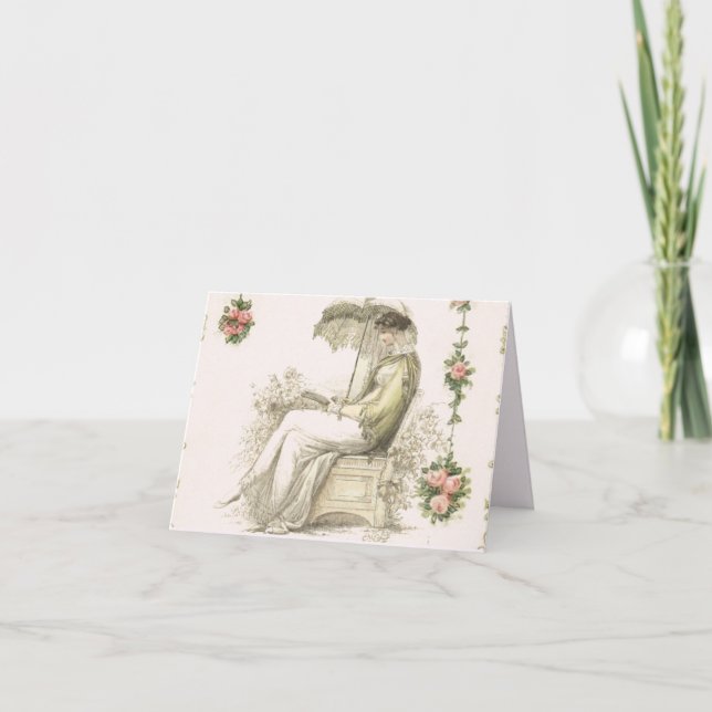 'Promenade Dress' Regency fashionplate  Note Card (Front)